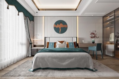 新中式家居卧室3D模型下载